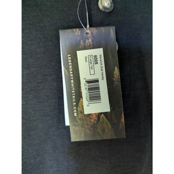 Legendary Whitetails Men's Maverick Slub Henley Long Sleeve Shirt BLACK XLT - Picture 3 of 3